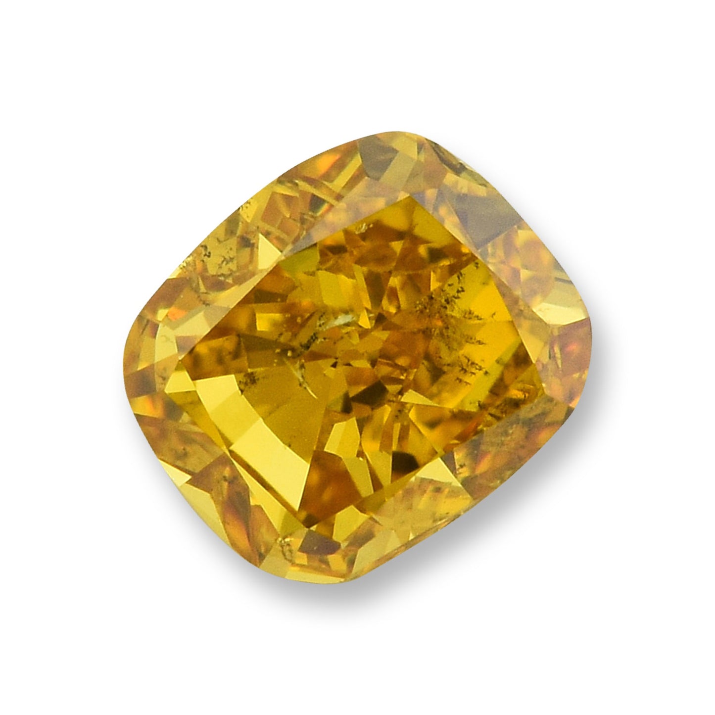 1.00 Carat Fancy Deep Orangy Yellow Cushion Diamond SI2 GIA