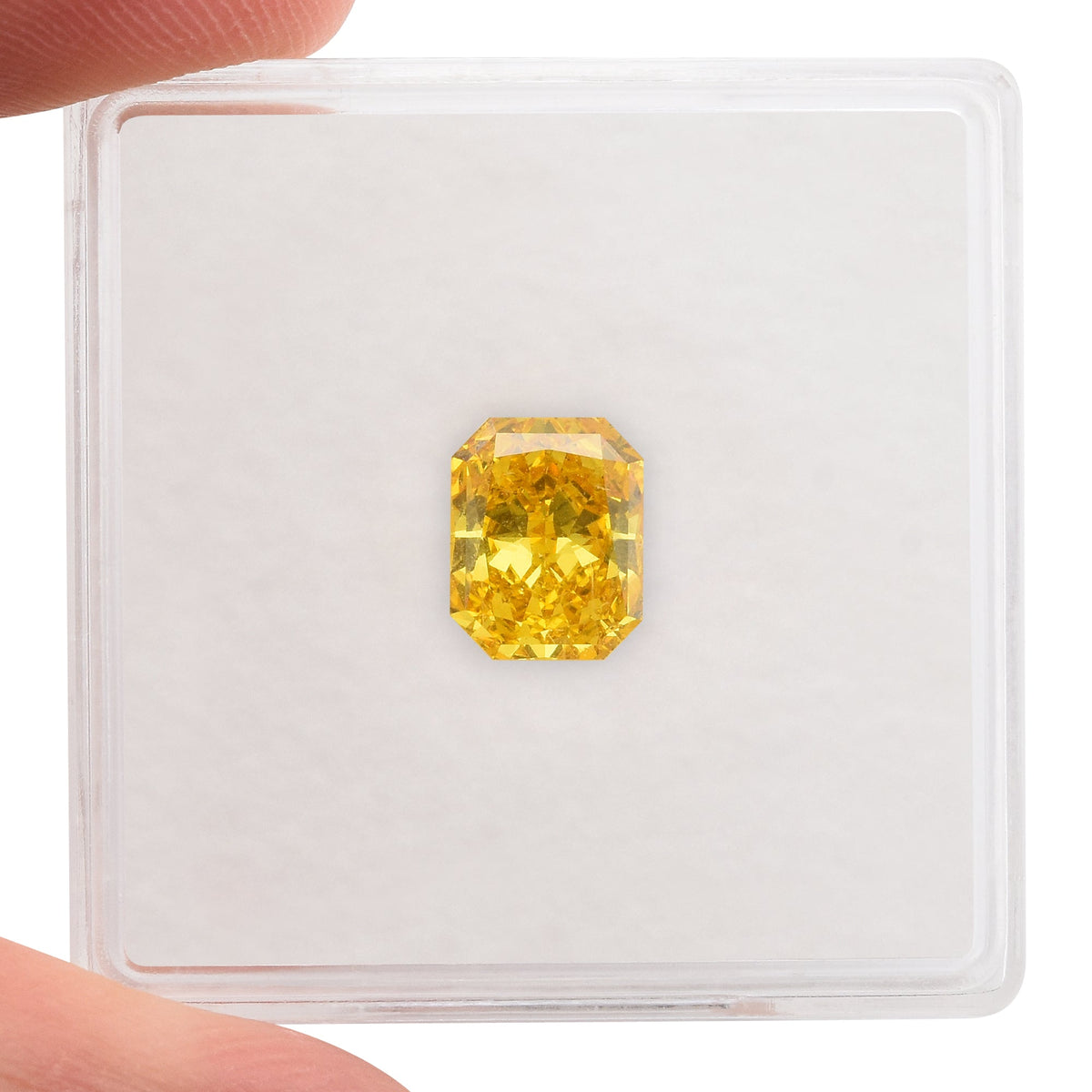 1.03 Carat Fancy Vivid Orangy Yellow Radiant Diamond VS2 GIA