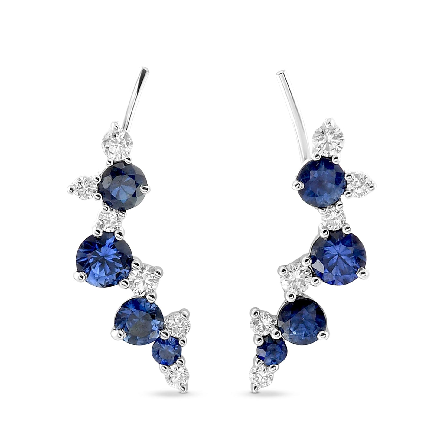 Runde Manschettenohrringe mit blauem Saphir und Diamanten