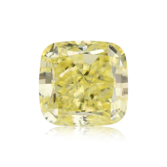 0.67 Carat Fancy Yellow Cushion Diamond IF GIA