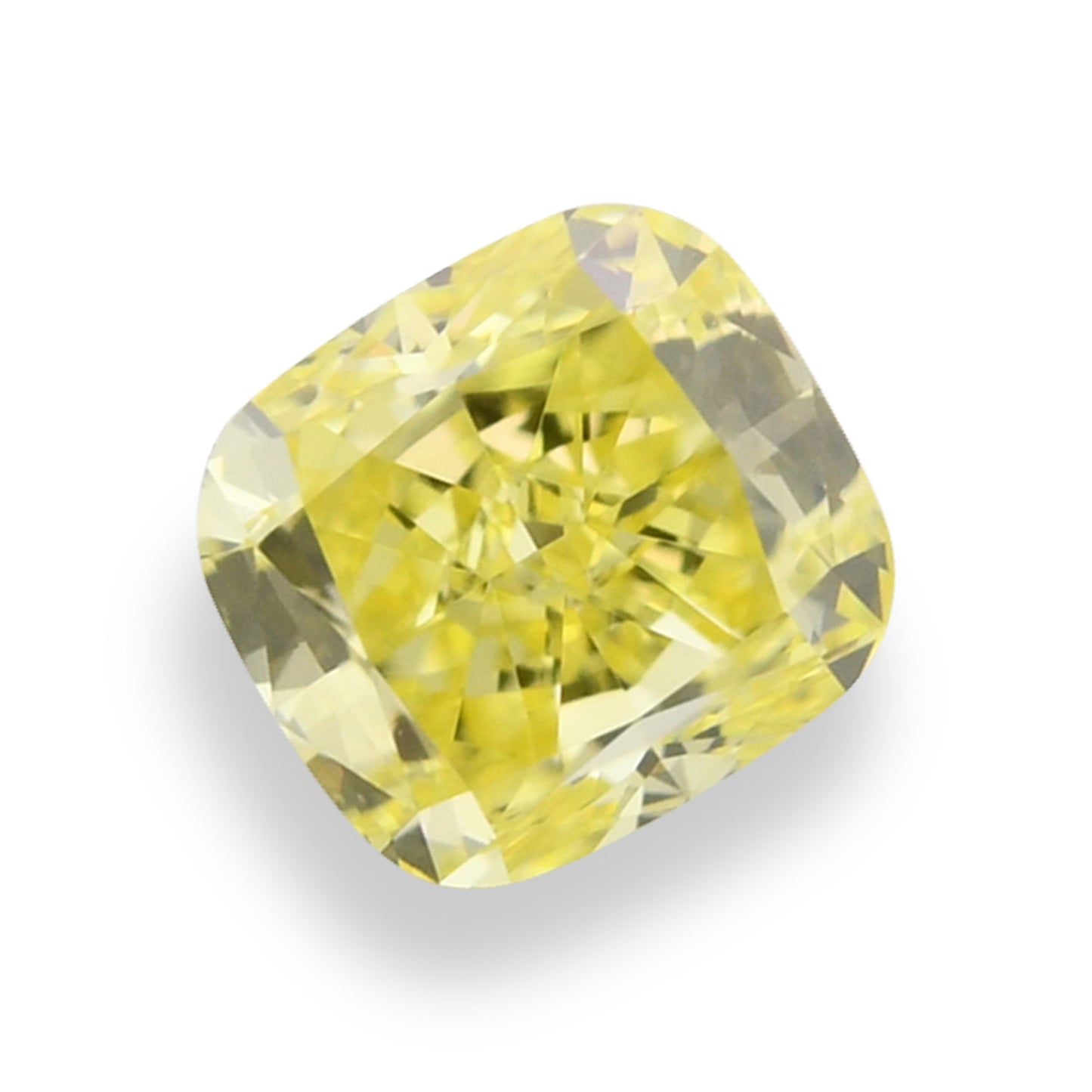 0.53 Carat Fancy Intense Yellow Cushion Diamond IF GIA
