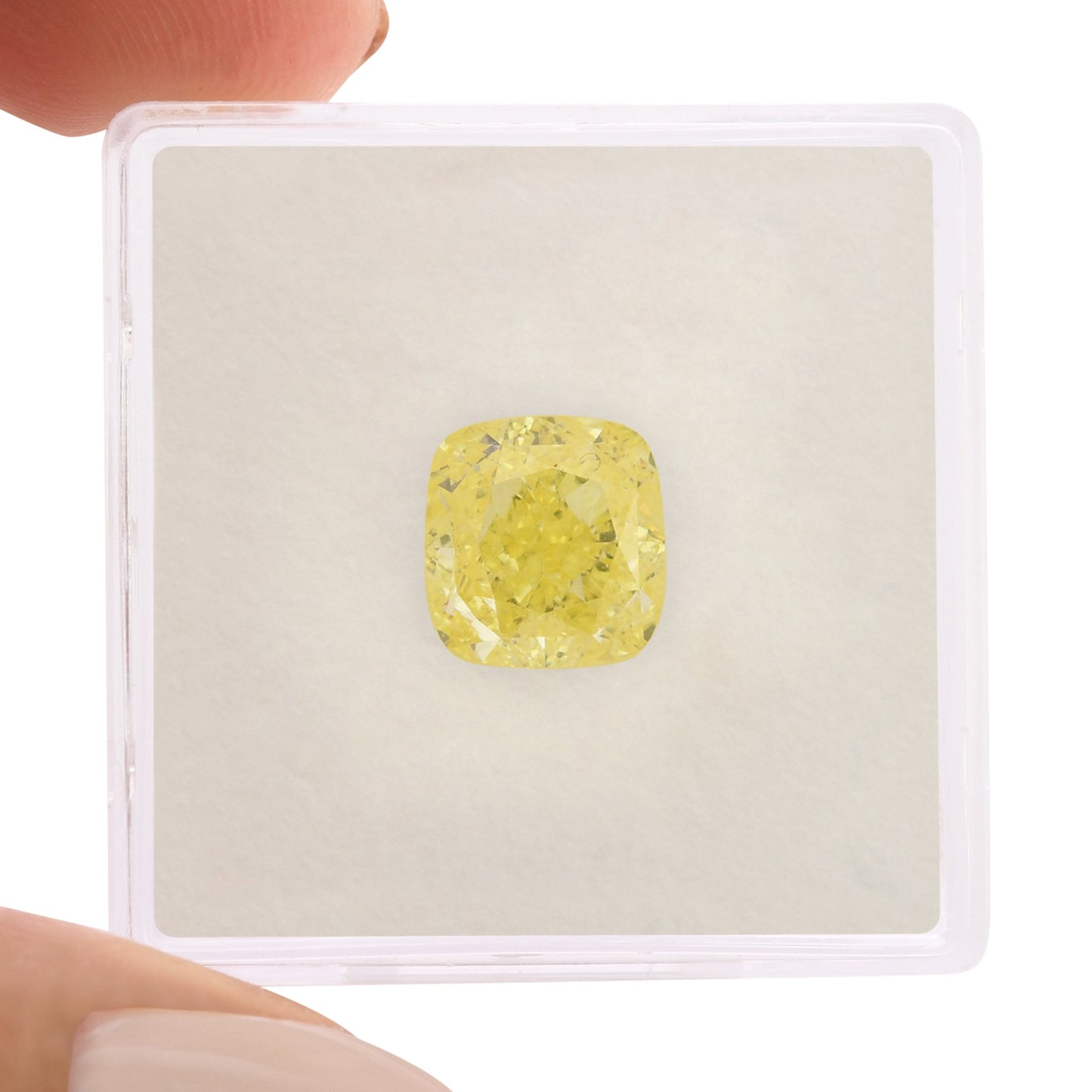 3.31 Carat Fancy Intense Yellow Cushion Diamond VS2 GIA