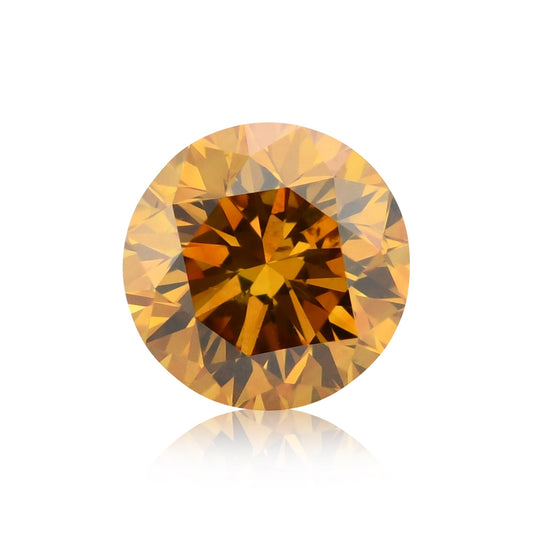 0.60 Carat Fancy Deep Yellow Orange Round Brilliant Diamond SI2 GIA