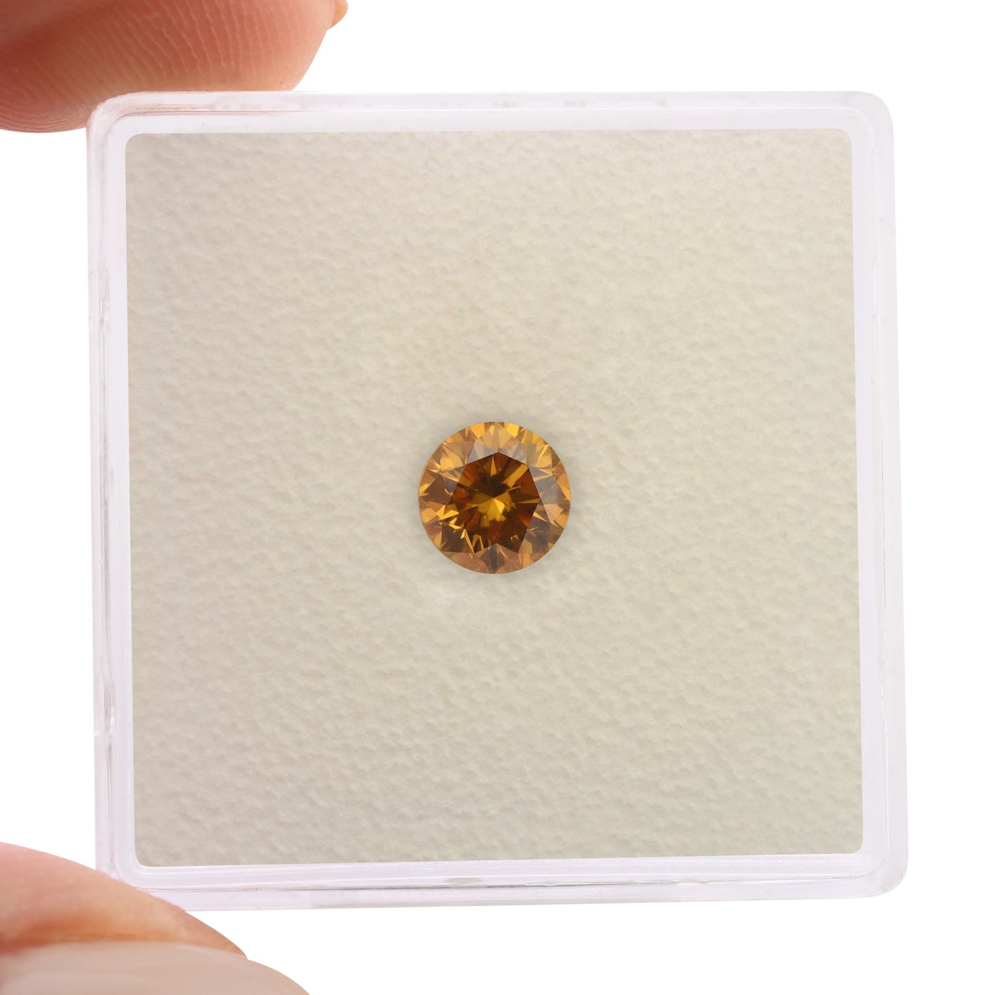 0.60 Carat Fancy Deep Yellow Orange Round Brilliant Diamond SI2 GIA