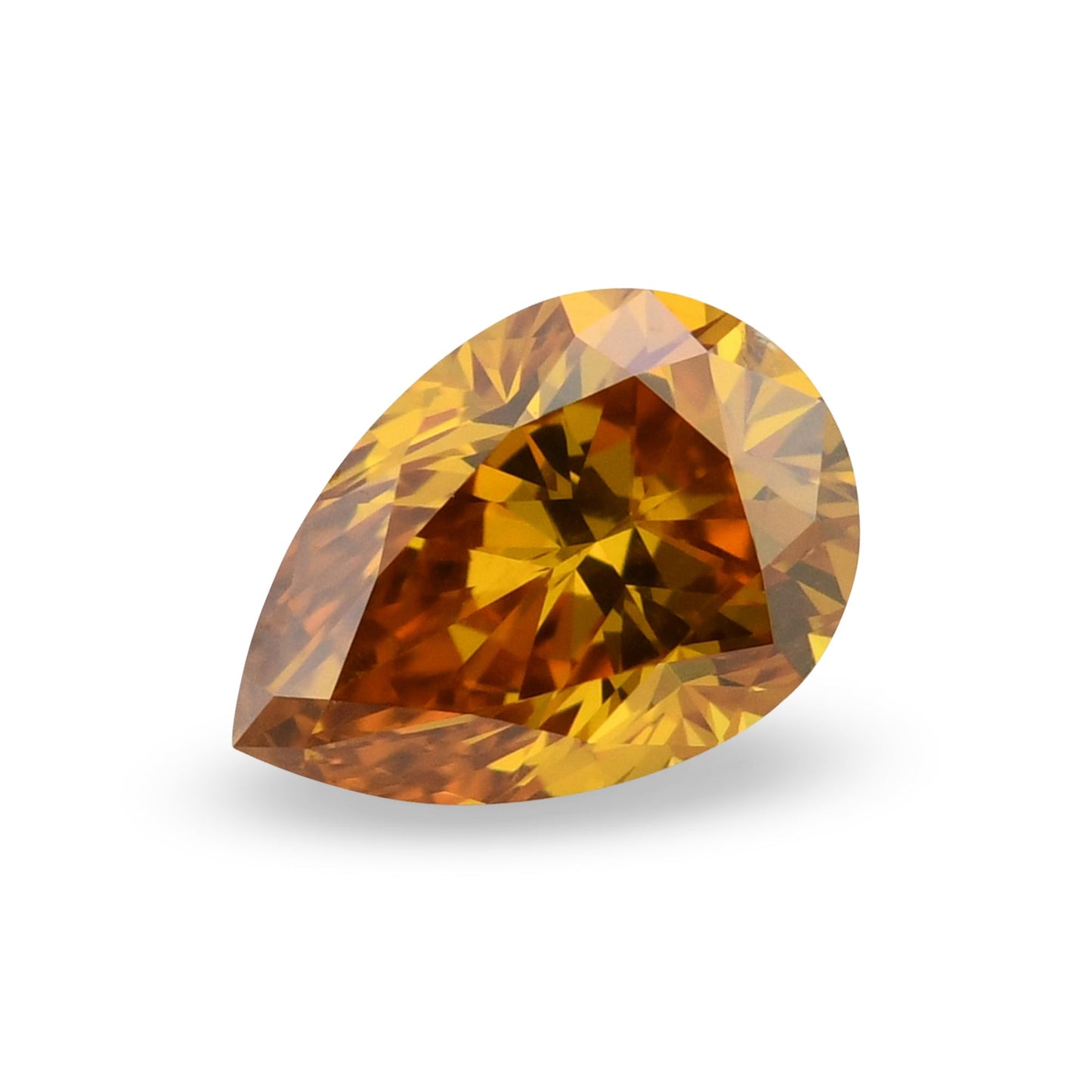 0.53 Carat Fancy Deep Yellow Orange Pear Diamond SI2 GIA
