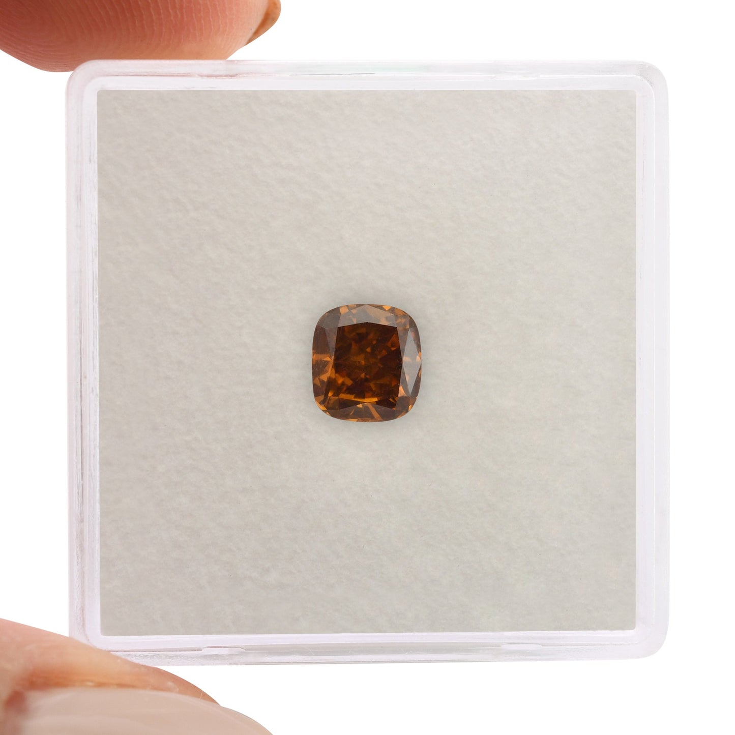 0.75 Carat Fancy Deep Brownish Orange Cushion Diamond SI2 GIA