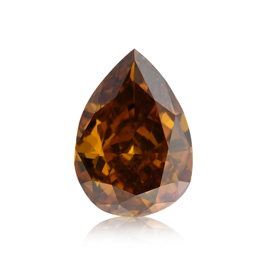 0.74 Carat Fancy Deep Brown Orange Pear Diamond VS2 GIA