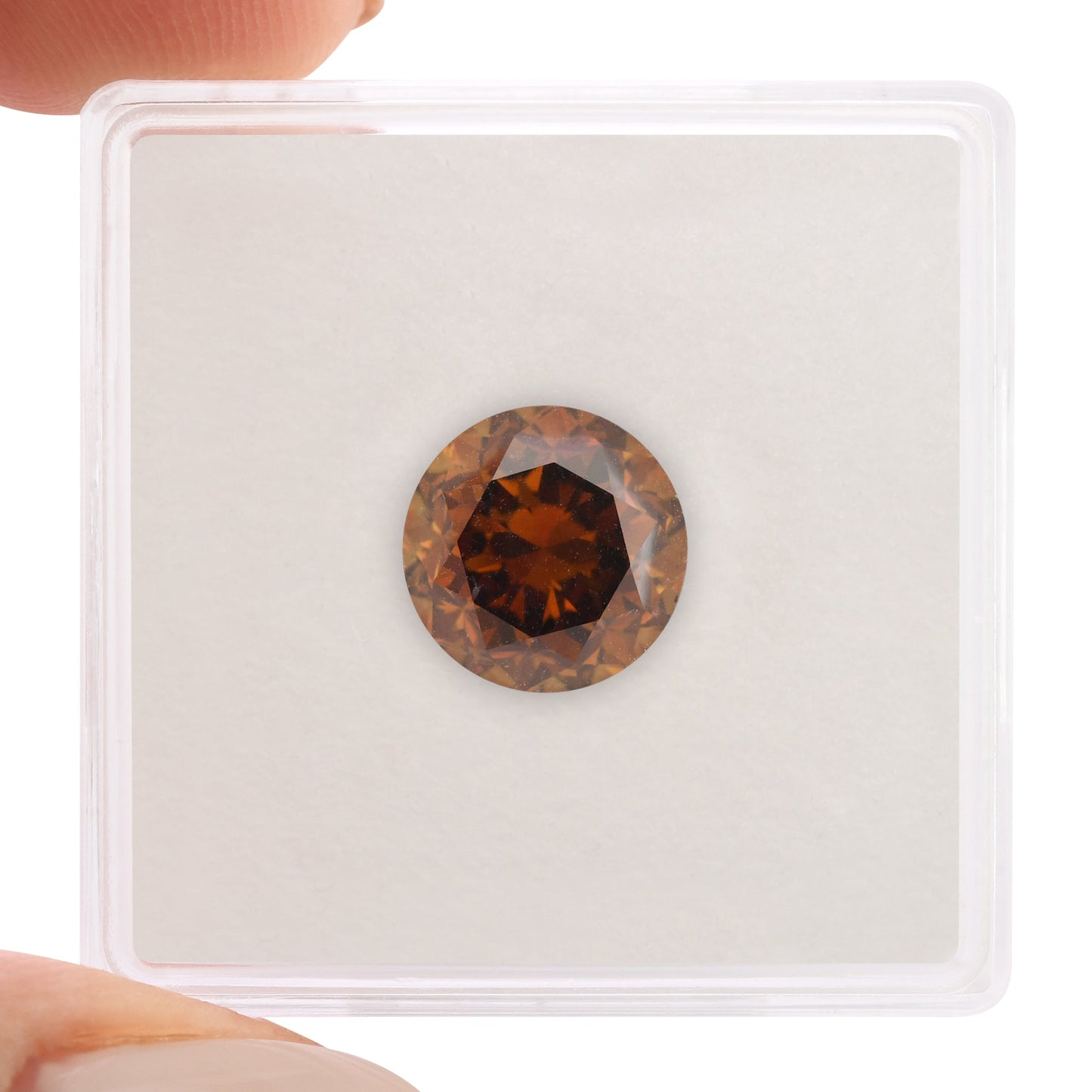 2.85 Carat Fancy Deep Brown Orange Round Brilliant Diamond SI2 GIA