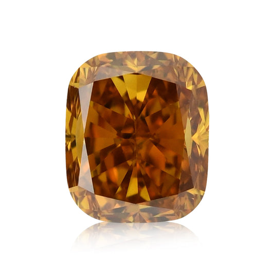 0.53 Carat Fancy Deep Brownish Yellowish Orange Cushion Diamond VS1 GIA