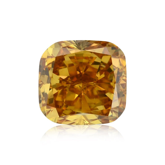 0.59 Carat Fancy Deep Yellow Orange Cushion Diamond VS2 GIA