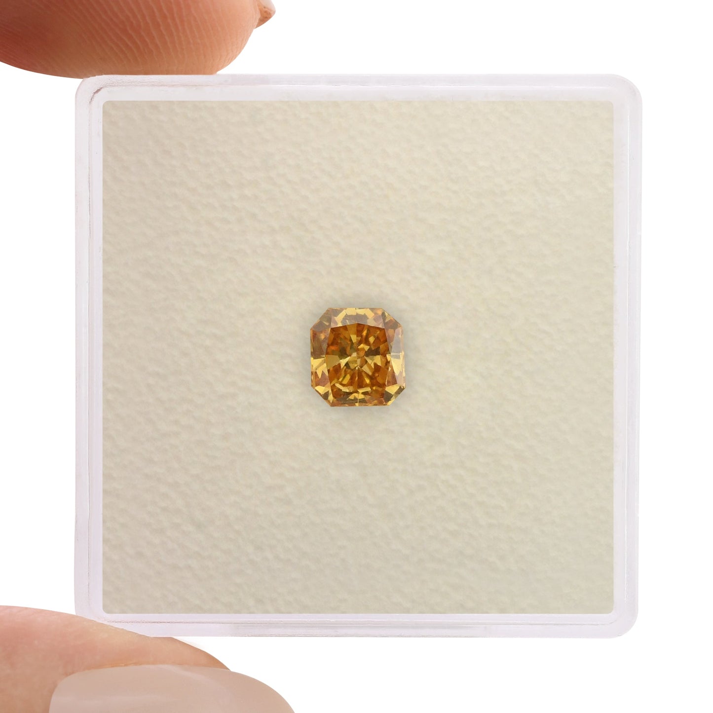0.62 Carat Fancy Deep Yellow Orange Radiant Diamond SI1 GIA