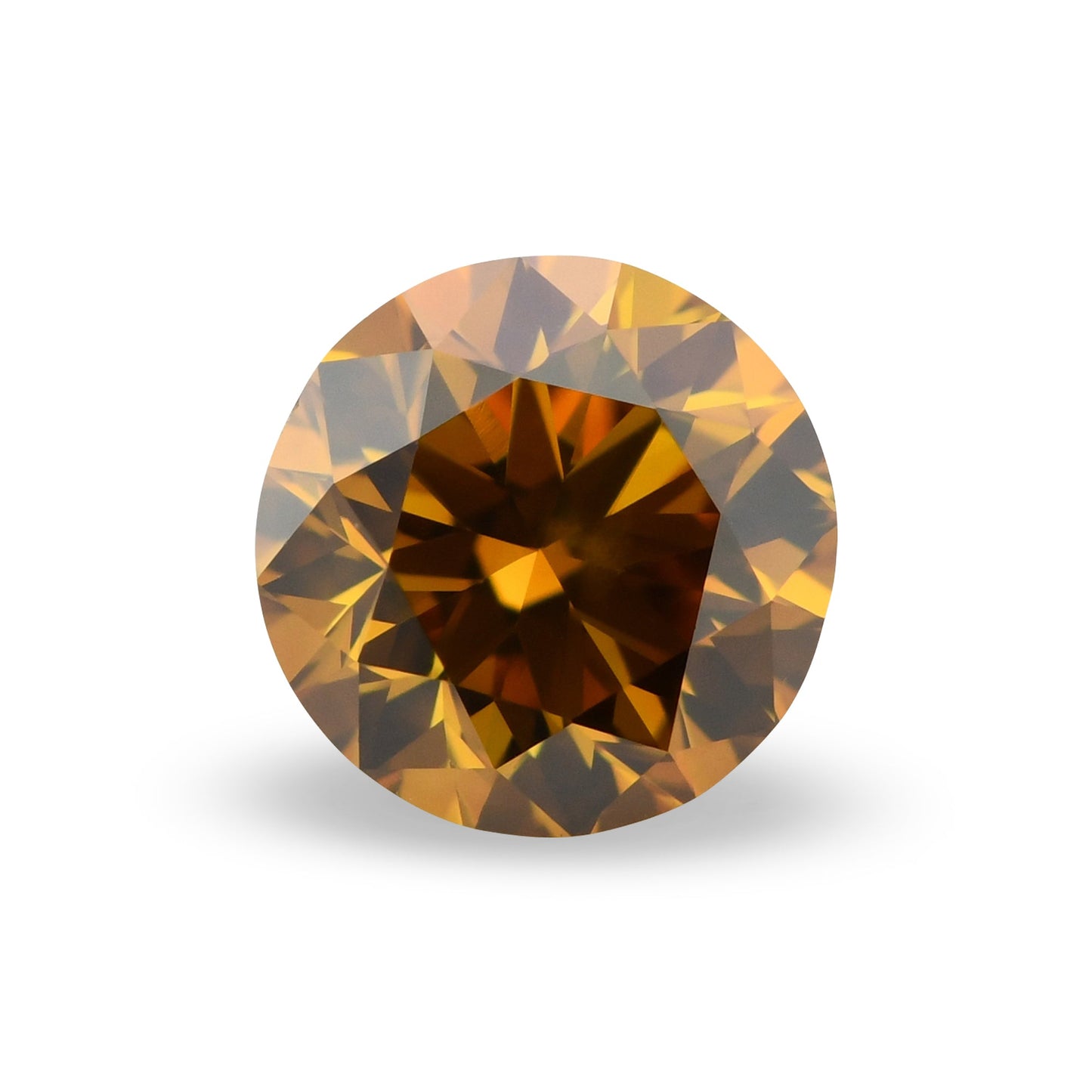 0.60 Carat Fancy Deep Yellow Orange Round Brilliant Diamond SI2 GIA