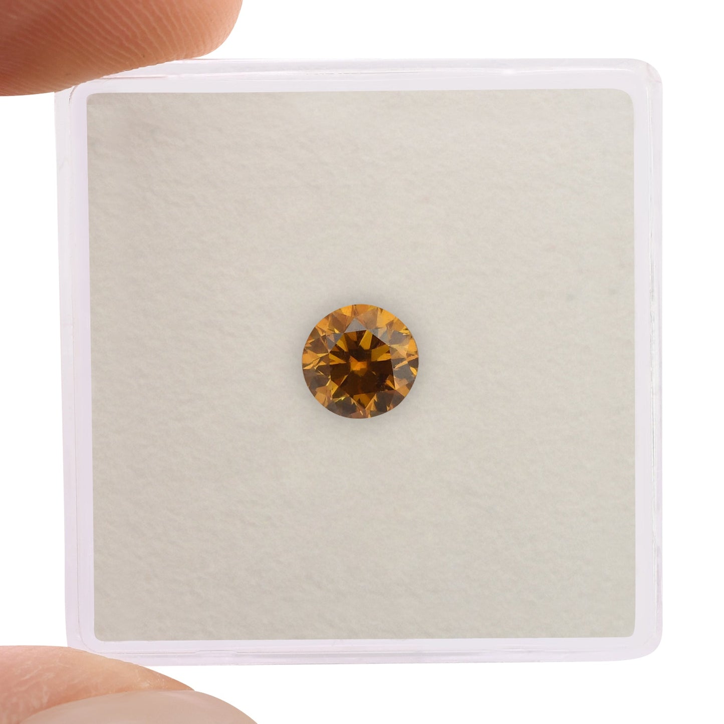 0.60 Carat Fancy Deep Yellow Orange Round Brilliant Diamond SI2 GIA