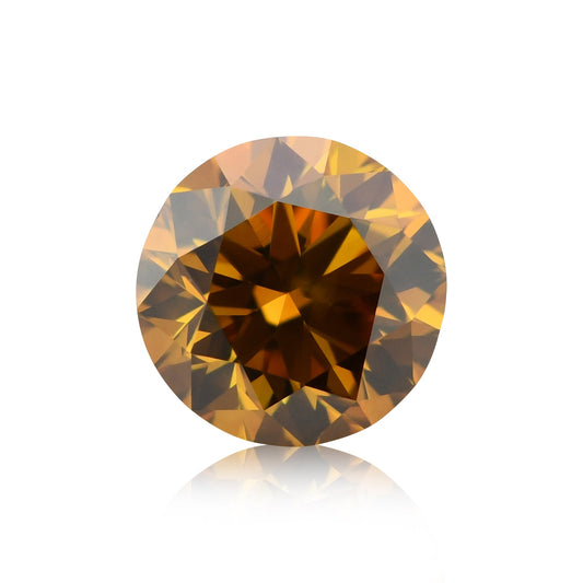 0.60 Carat Fancy Deep Yellow Orange Round Brilliant Diamond SI2 GIA