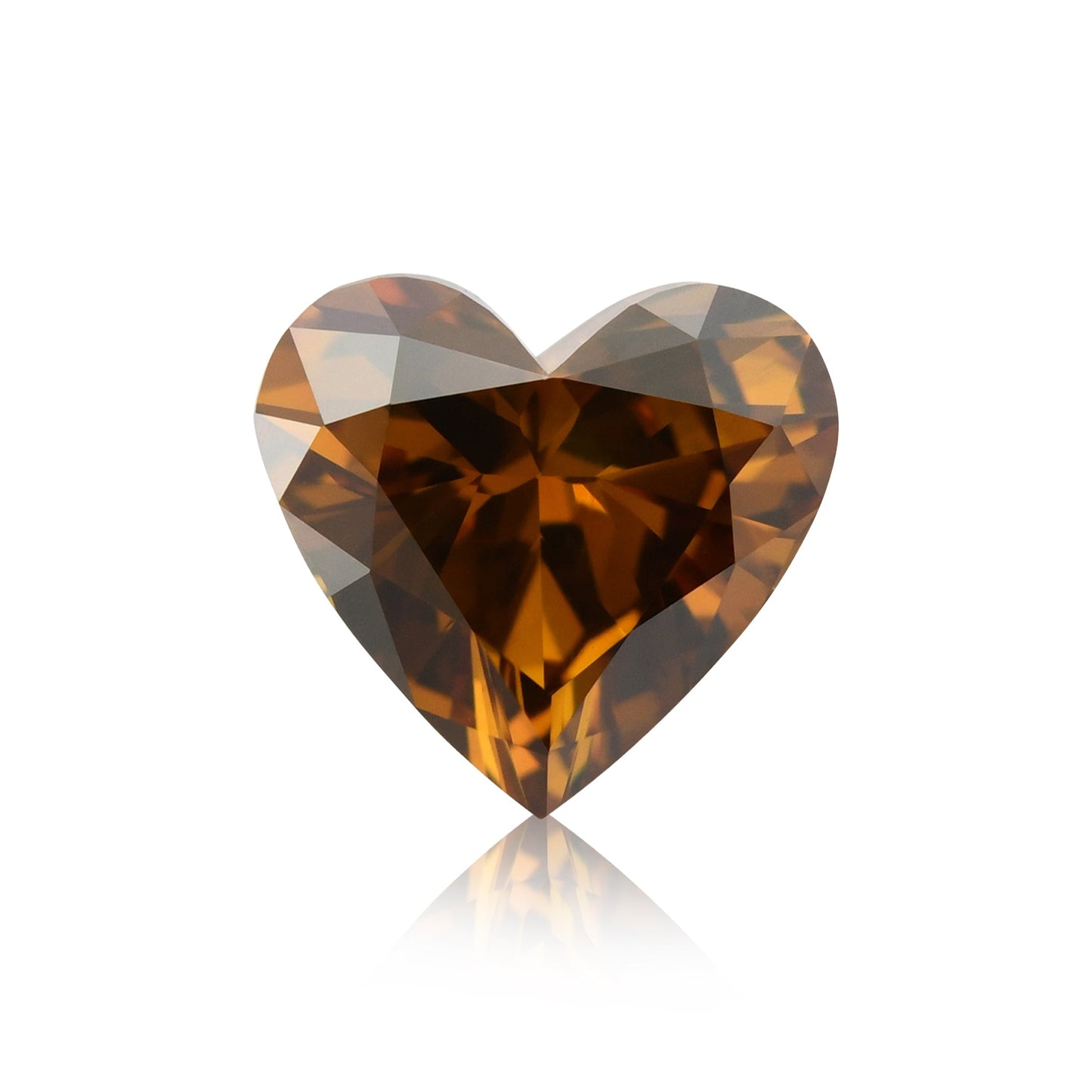 0.73 Carat Fancy Deep Brownish Yellowish Orange HEART Diamond SI2 GIA