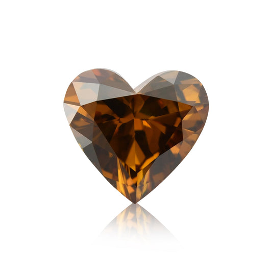0.73 Carat Fancy Deep Brownish Yellowish Orange HEART Diamond SI2 GIA