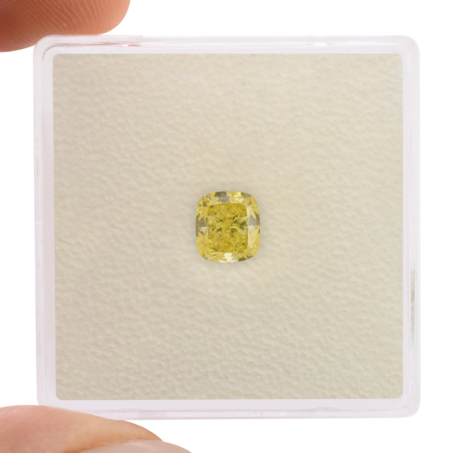 0.76 Carat Fancy Intense Yellow Cushion Diamond VS2 GIA