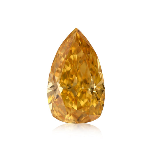 0.79 Carat Fancy Vivid Yellow Orange Pear Diamond VS2 GIA