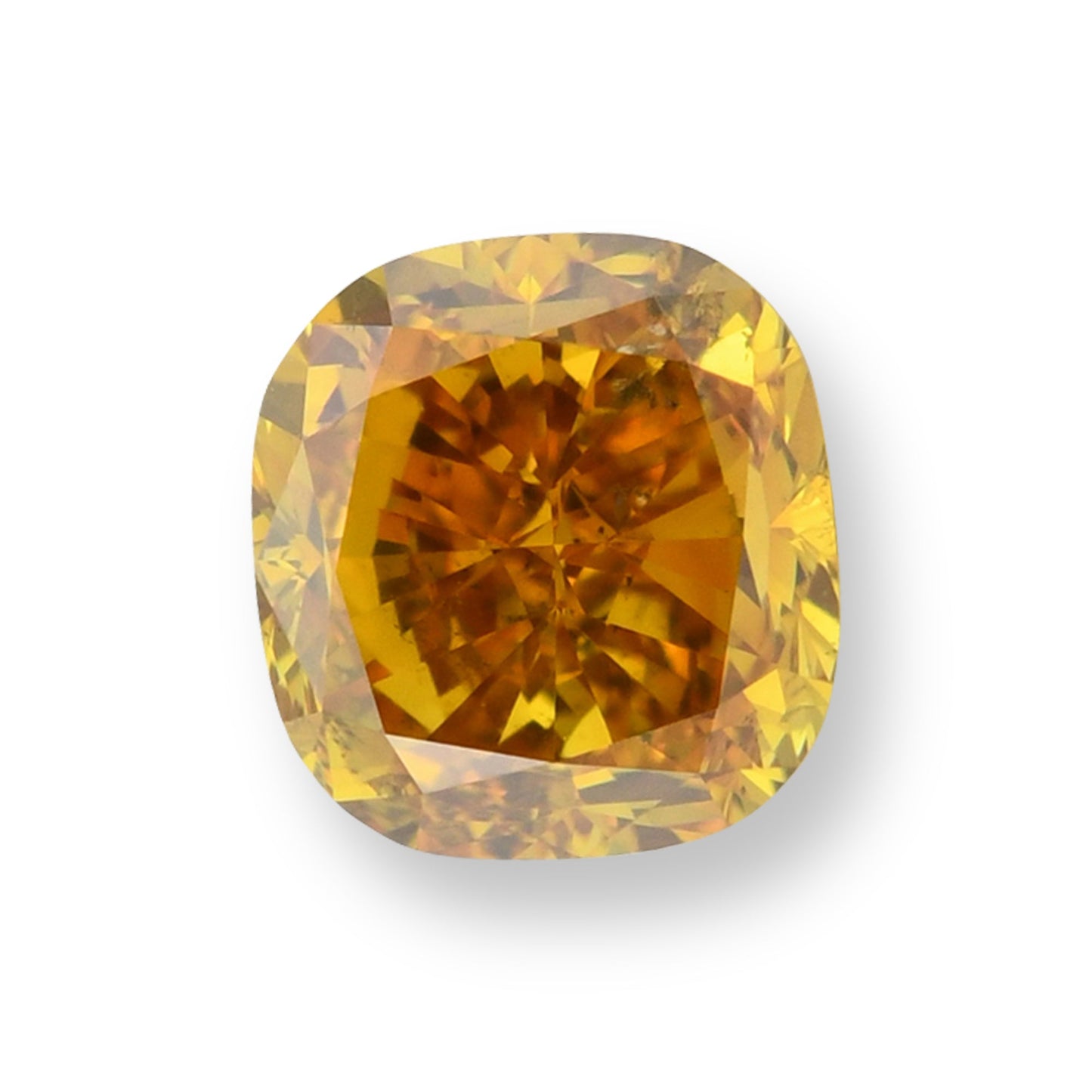 1.04 Carat Fancy Deep Yellow Orange Cushion Diamond GIA