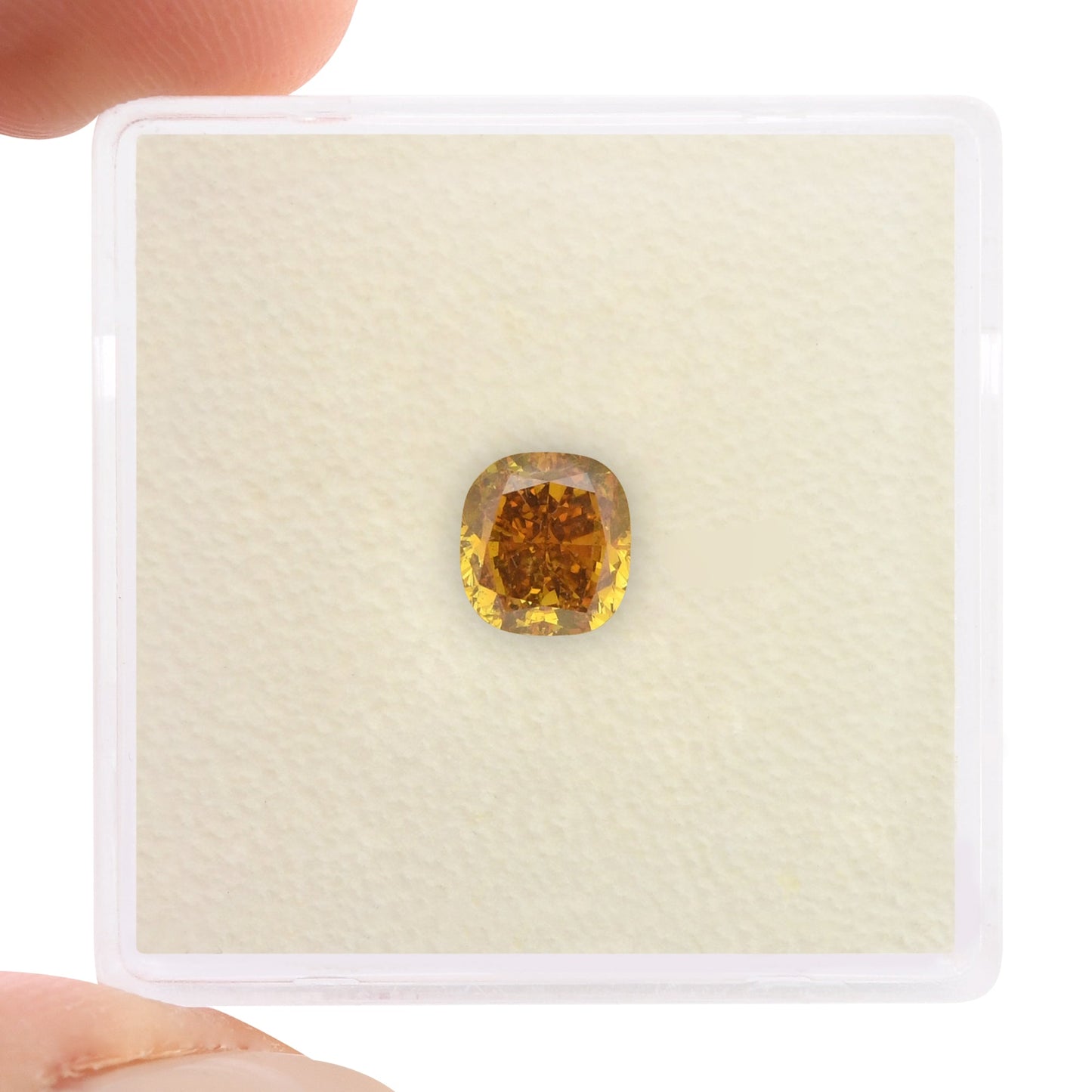 1.04 Carat Fancy Deep Yellow Orange Cushion Diamond GIA