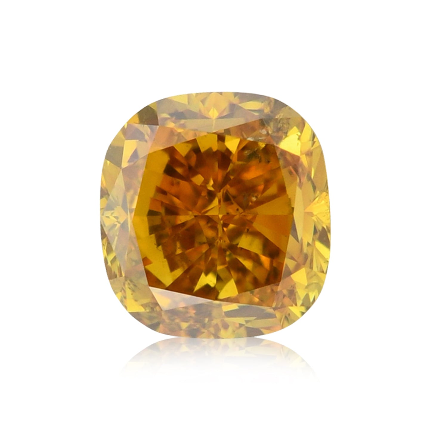 1.04 Carat Fancy Deep Yellow Orange Cushion Diamond GIA