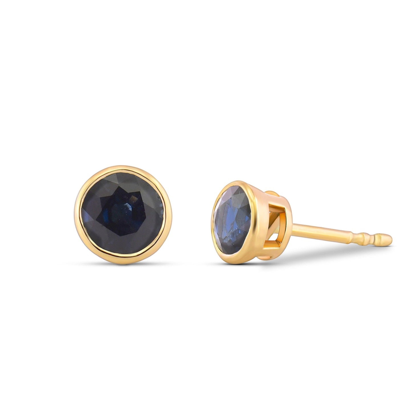 Ohrstecker mit rundem, brillantgeschliffenem blauem Saphir