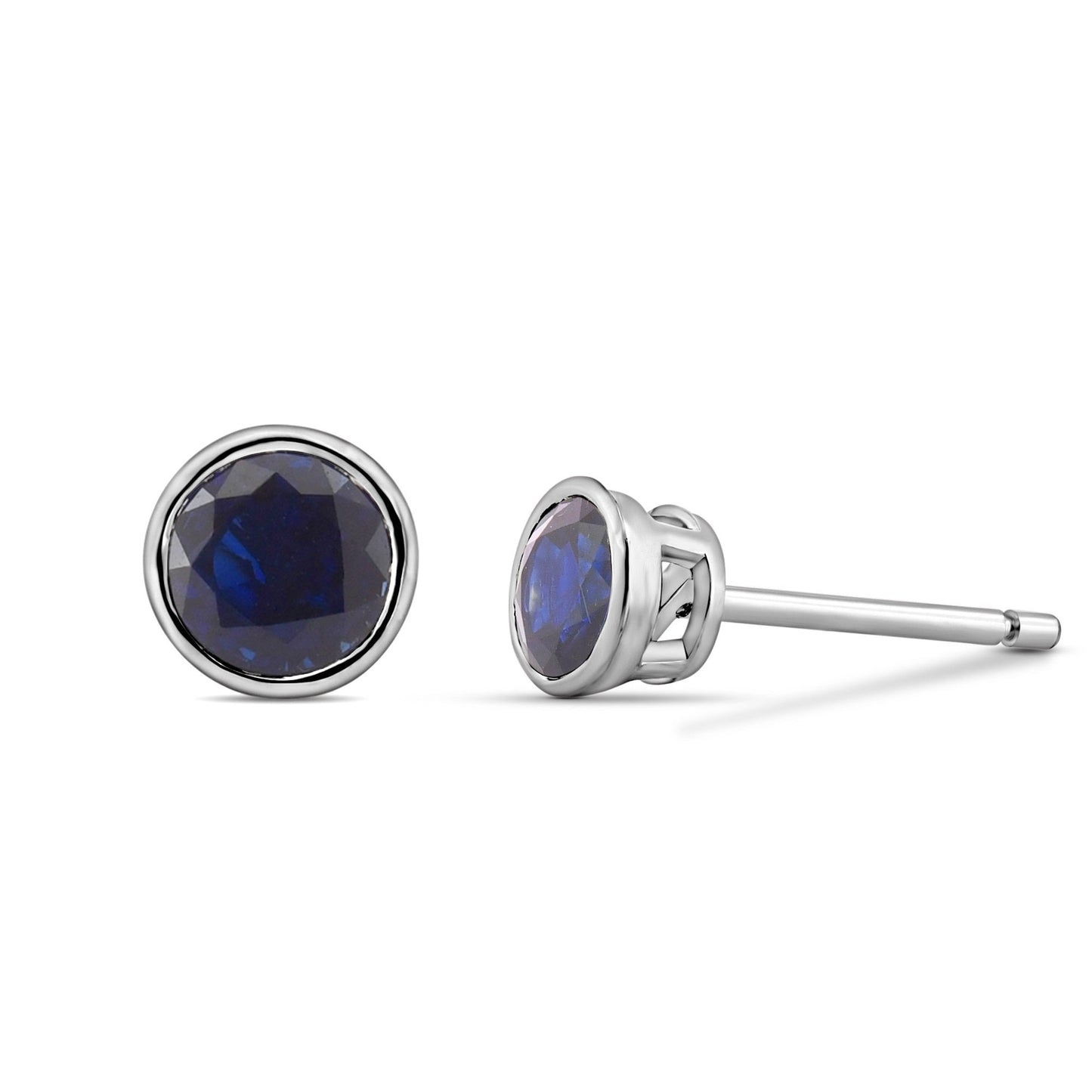 Ohrstecker mit rundem, brillantgeschliffenem blauem Saphir