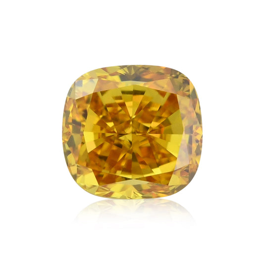 0,46 Karat Fancy Vivid Orange Yellow Cushion Diamond VVS2 GIA