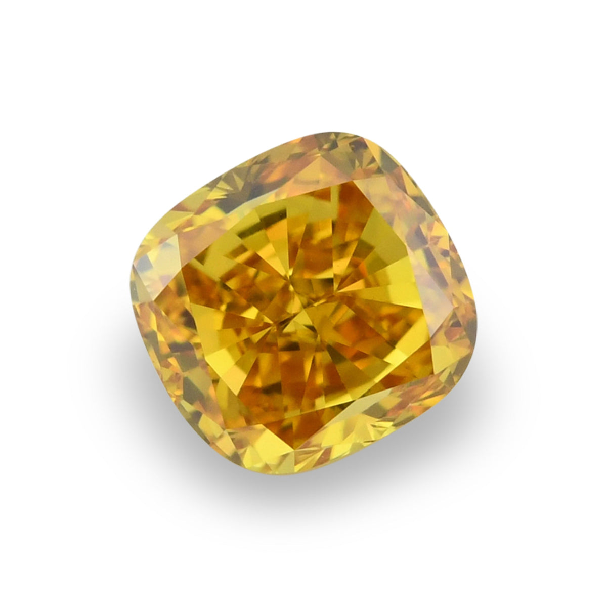 0,46 Karat Fancy Vivid Orange Yellow Cushion Diamond VVS2 GIA