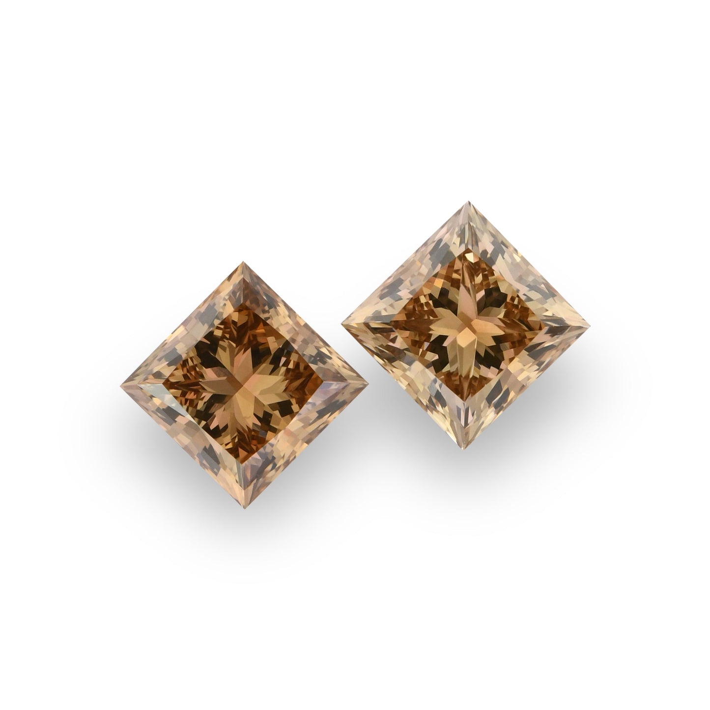 2.19 Carat Fancy Yellow Brown Princess Diamonds VS1 GIA