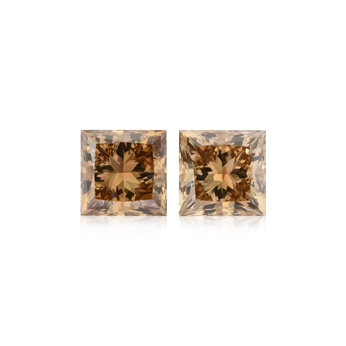 2.19 Carat Fancy Yellow Brown Princess Diamonds VS1 GIA