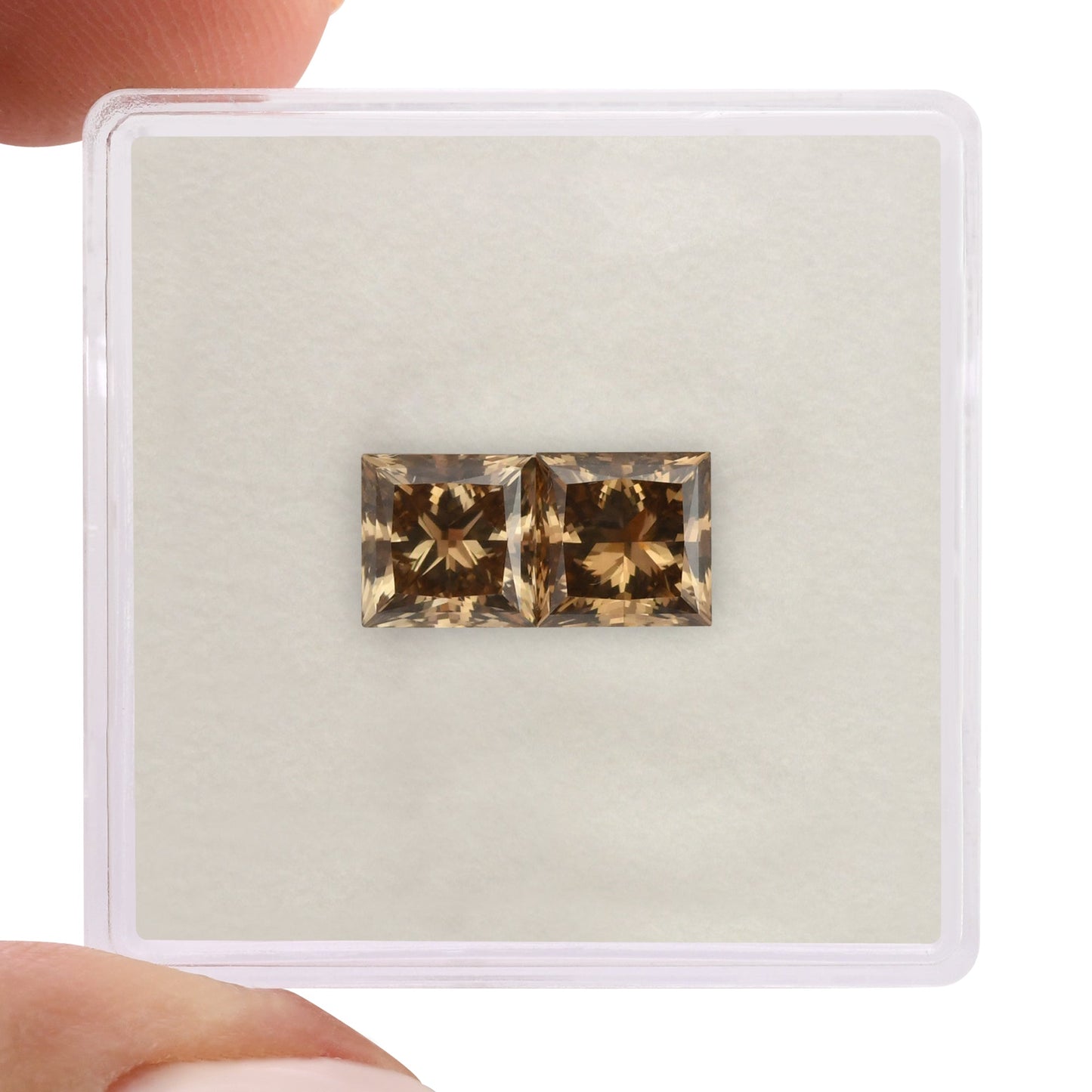 2.19 Carat Fancy Yellow Brown Princess Diamonds VS1 GIA