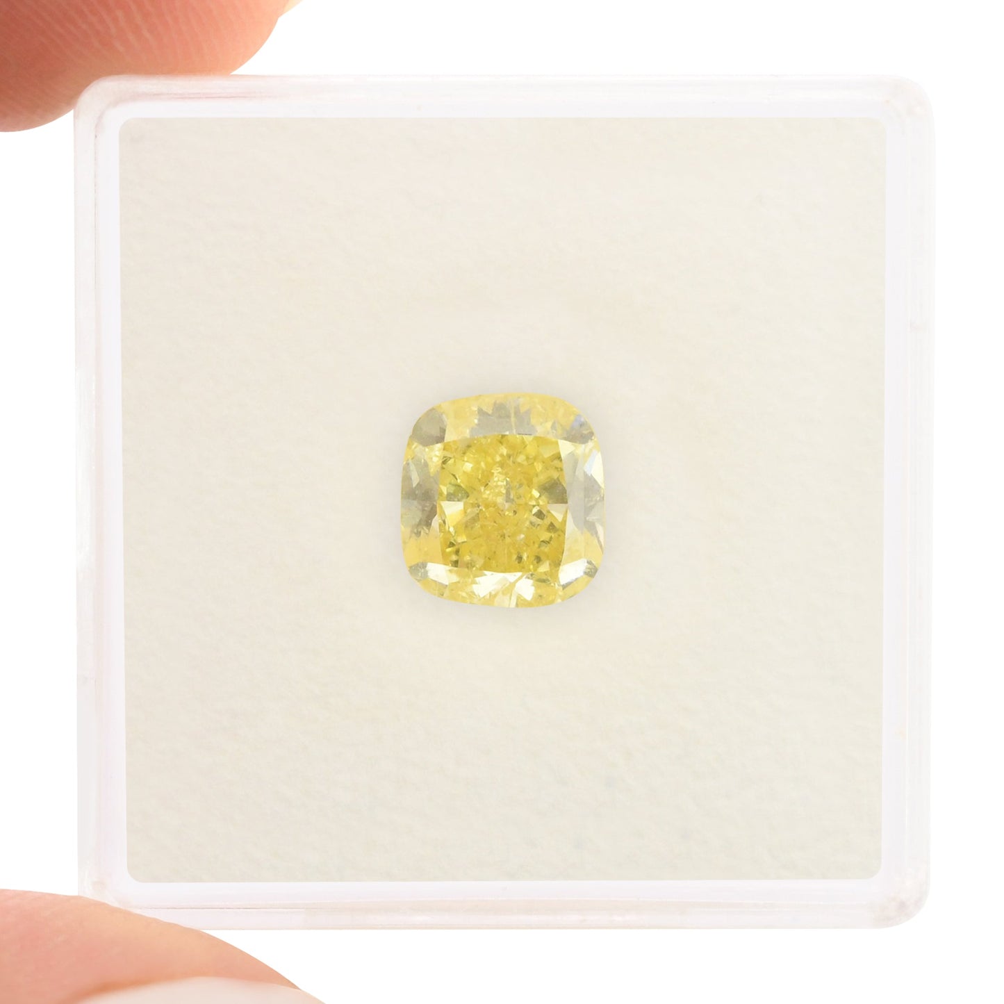 1,82 Karat Fancy Intense Yellow Cushion Diamond (I1) GIA