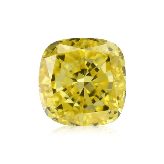 0.59 Carat Fancy Vivid Yellow Cushion Diamond SI2 GIA