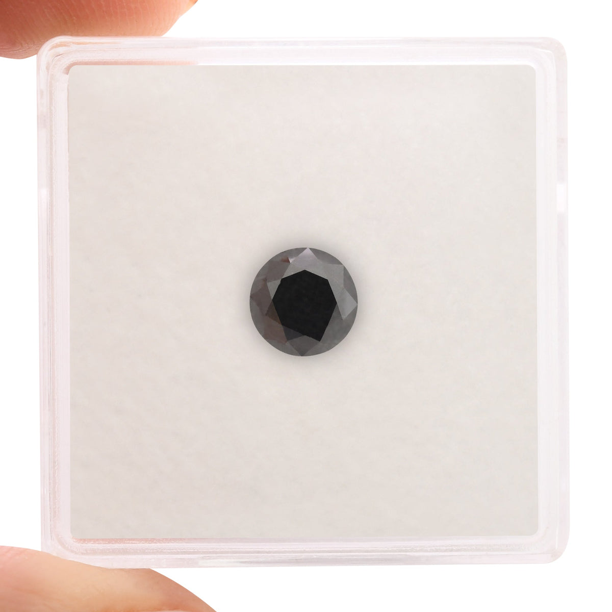 0.74 Carat Fancy Black Round Brilliant Diamond  GIA
