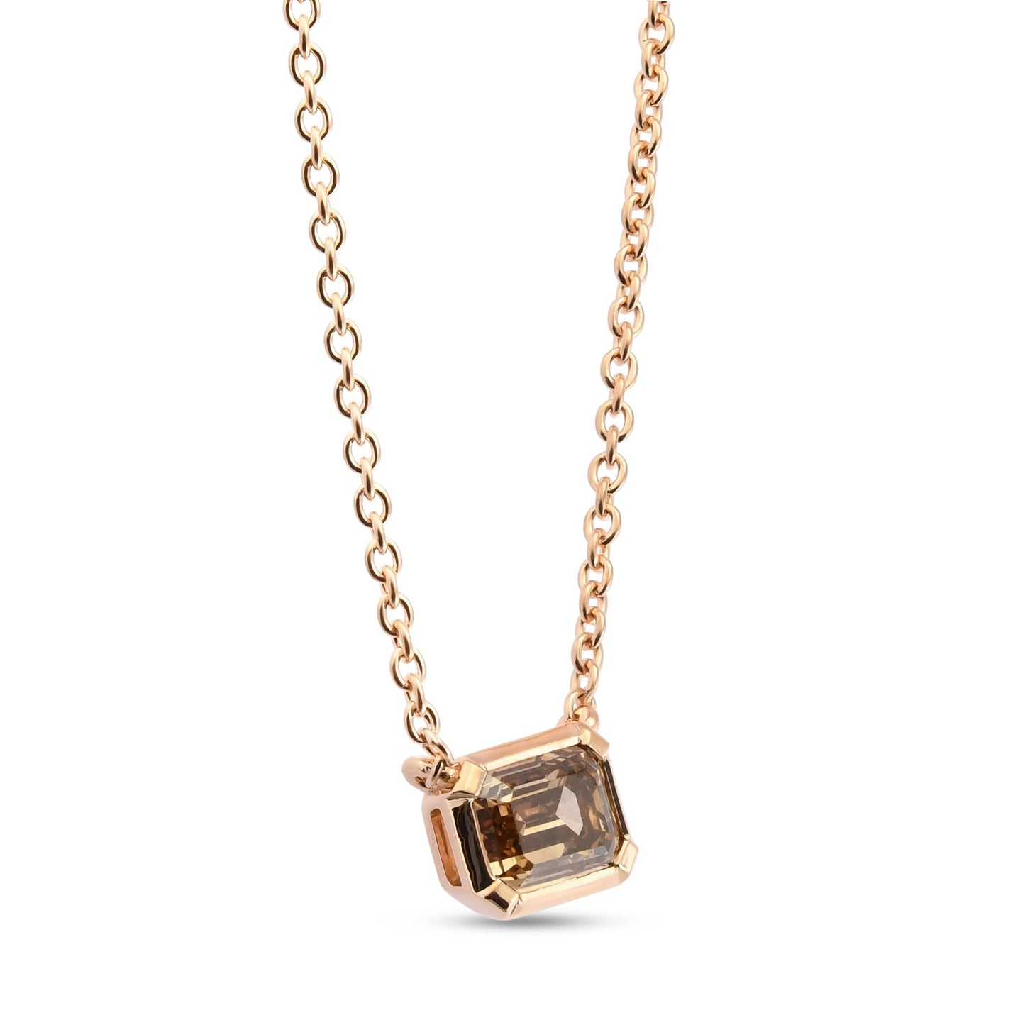Solitäranhänger mit braunem Diamanten in Lünettenfassung