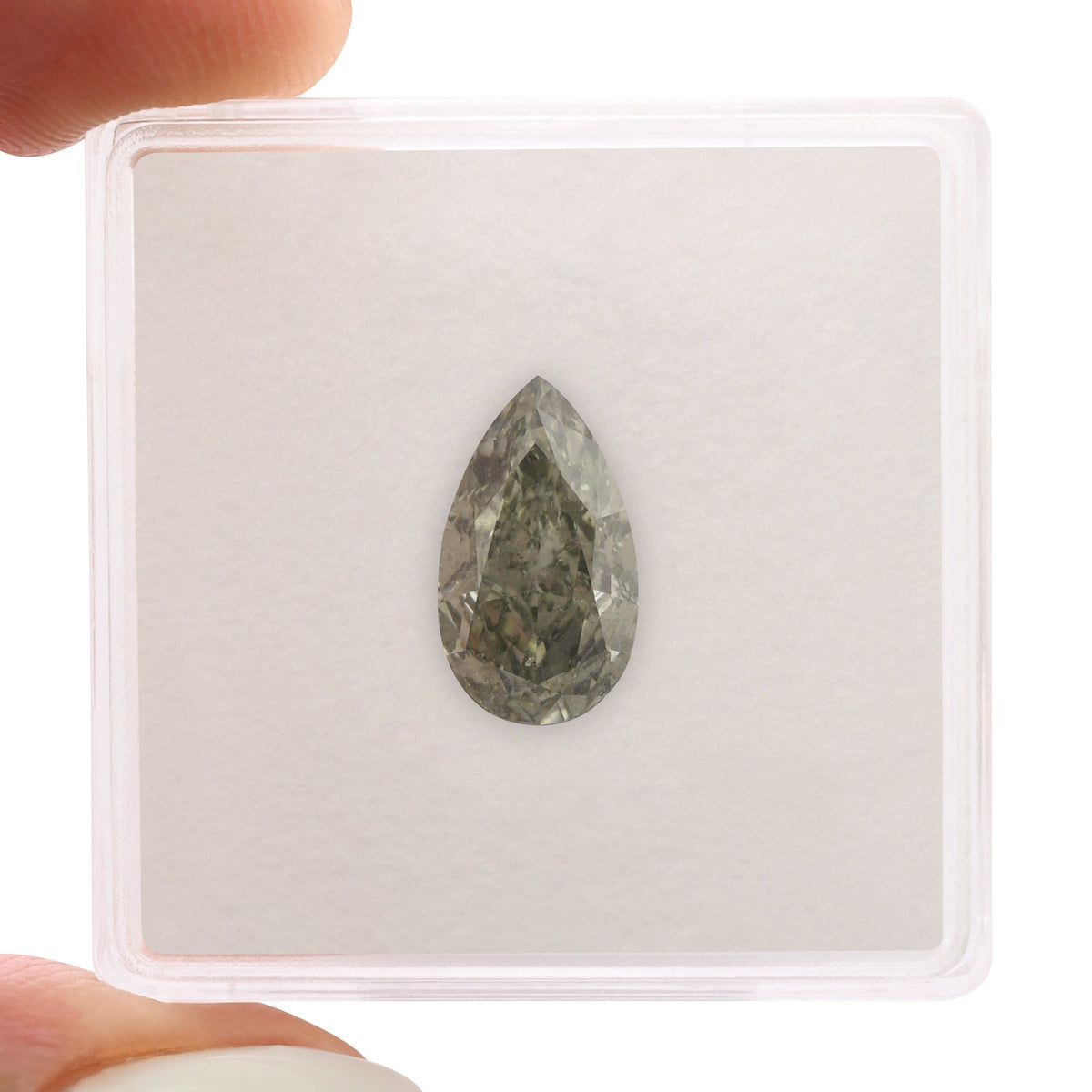 Birnenförmiger Diamant | 2,01 ct | Dunkelgrau-Grün | Reinheit I1 | GIA | Ref. 628301