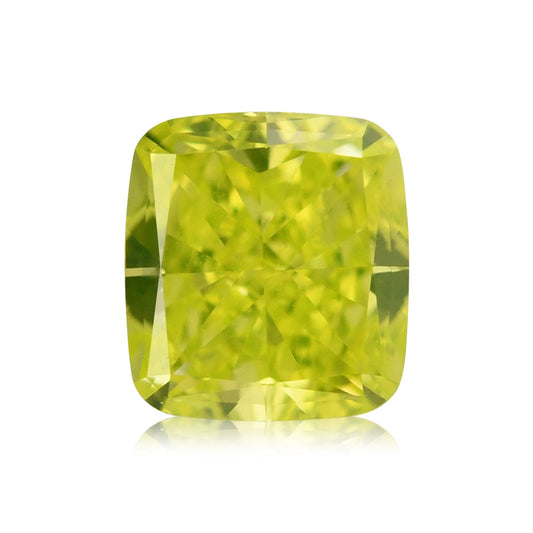 0,36 Karat Fancy Vivid Green Yellow Cushion Diamond VS2 GIA