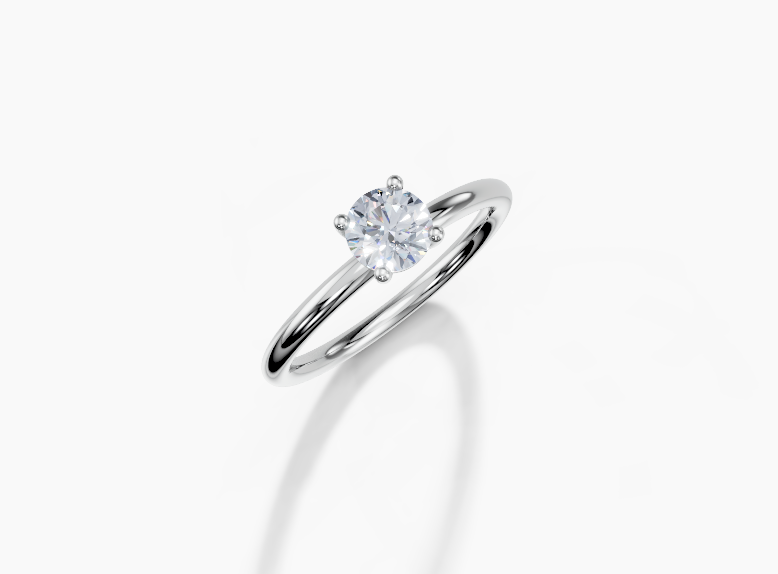 18K Round 0.5 Carat F/G VS/SI Plain Plain 4Pr Diamond Ring