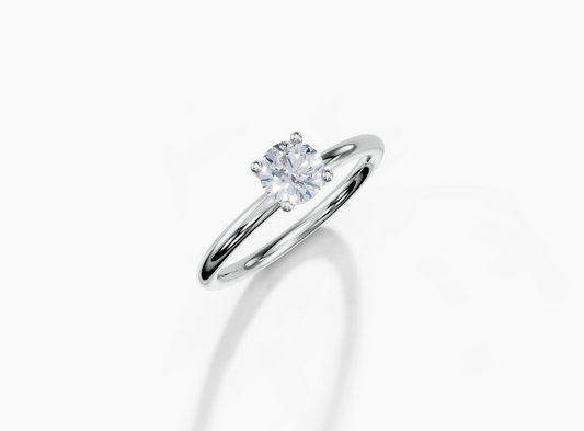 18K Round 0.5 Carat F/G VS/SI Plain Plain 4Pr Diamond Ring