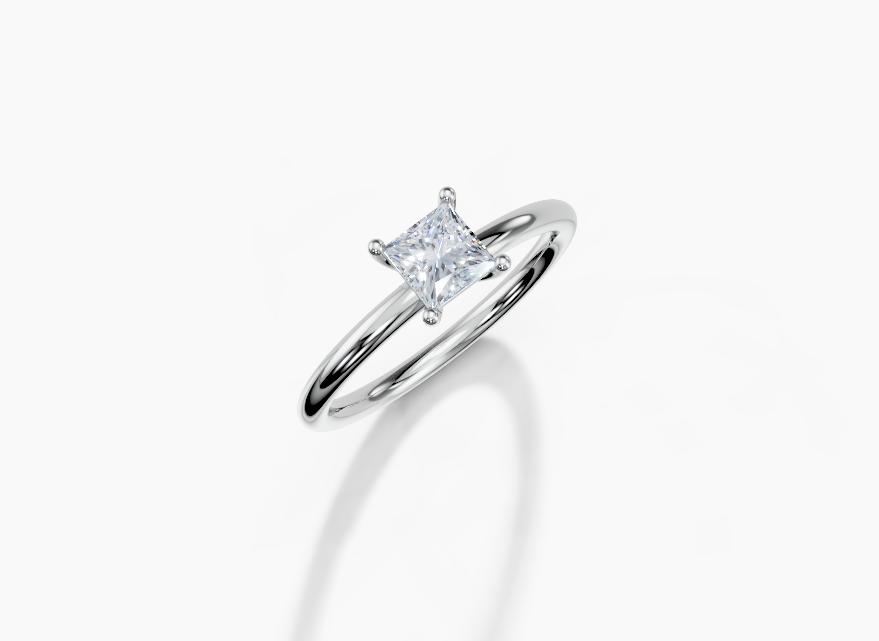 18K Princess 0.5 Carat F/G VS/SI Plain Plain 4Pr Diamond Ring