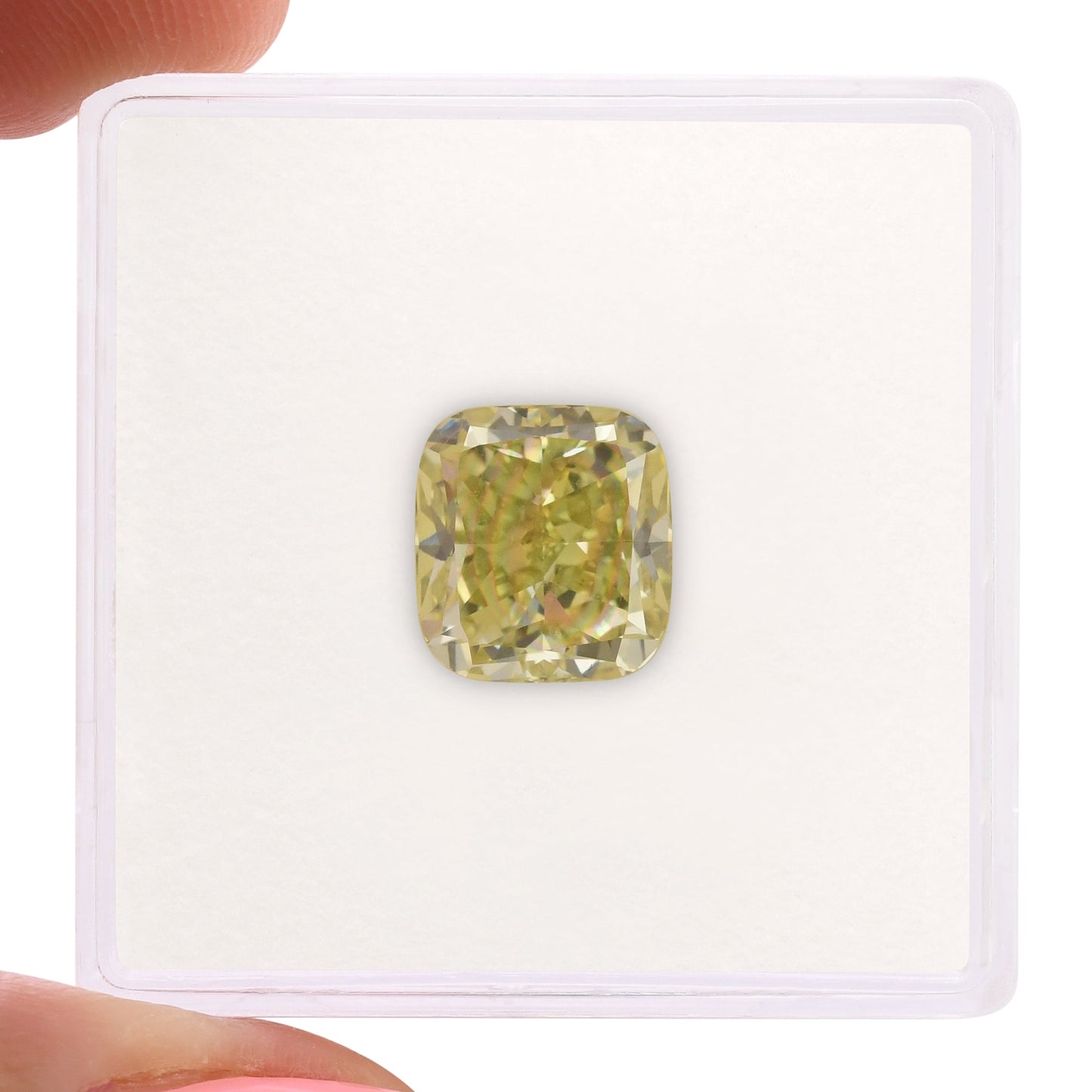3,03 Karat Fancy Grayish Greenish Yellow Cushion Diamond SI1 GIA