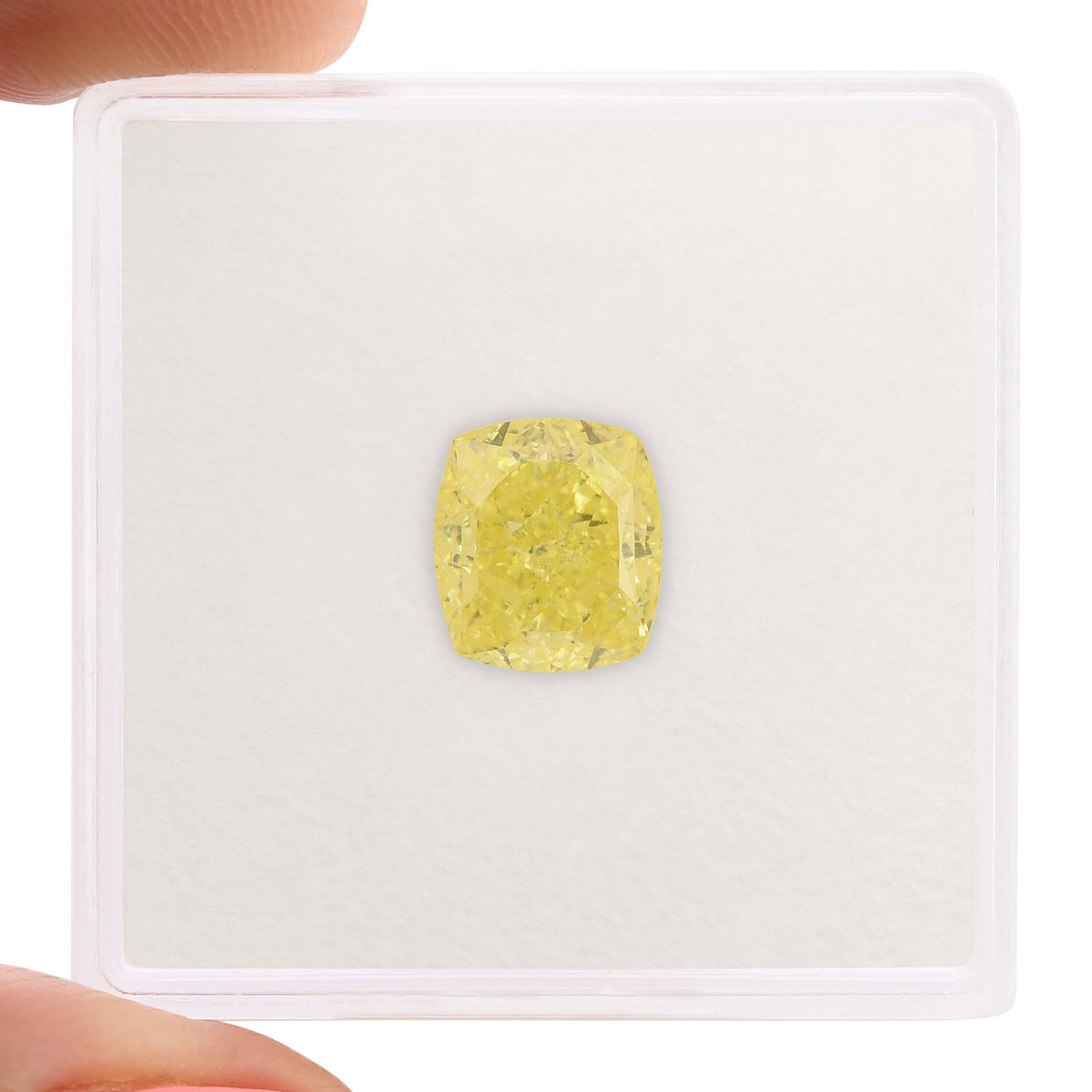 2.27 Carat Fancy Intense Yellow Cushion Diamond VVS2 GIA