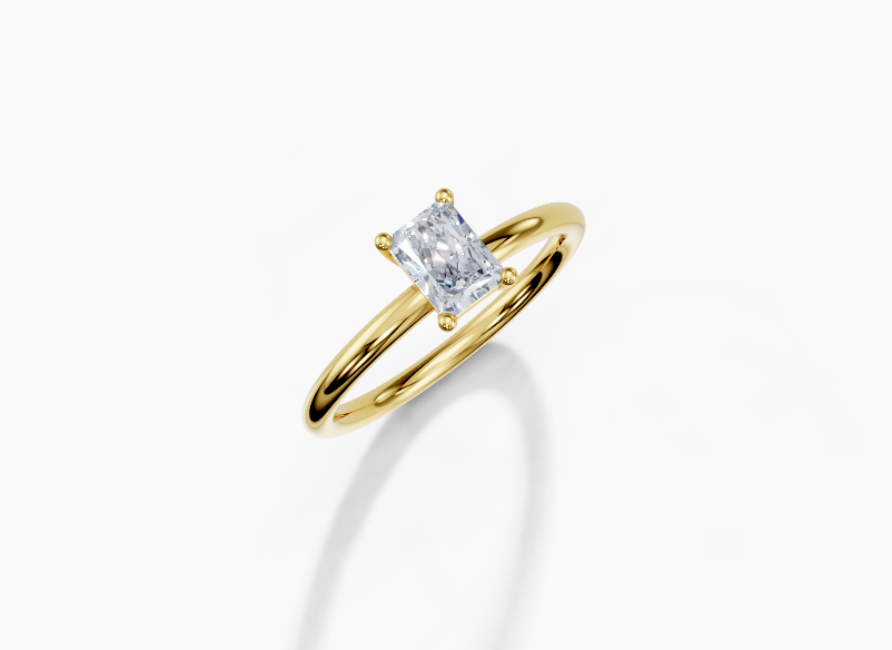 18K Radiant 0.5 Carat E/F VS Plain Plain 4Pr Diamond Ring