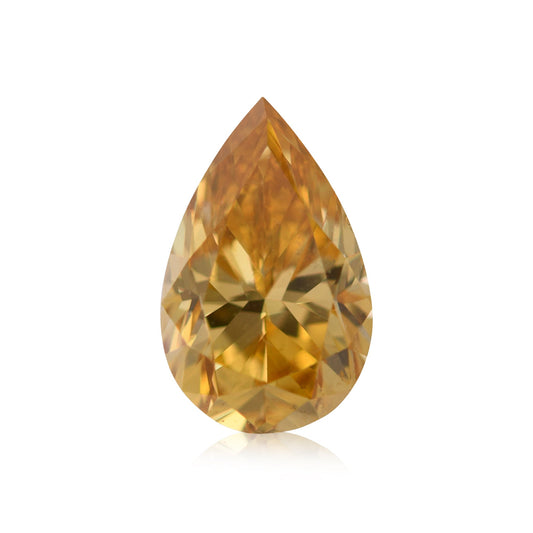 0.70 Carat Fancy Vivid Orange Yellow Pear Diamond SI2 GIA