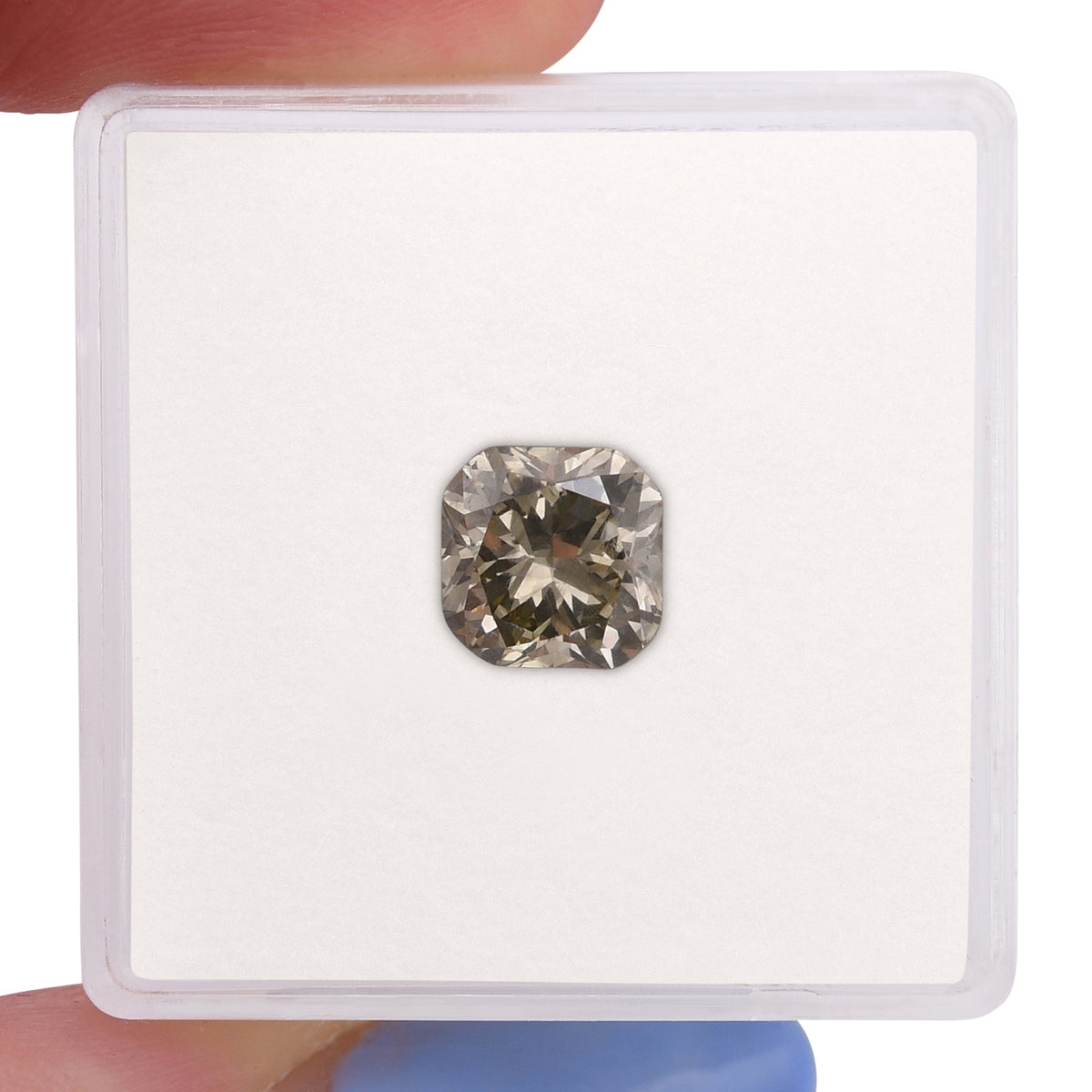 1.42 Carat Fancy Brownish Greenish Yellow Cushion Diamond SI2 GIA
