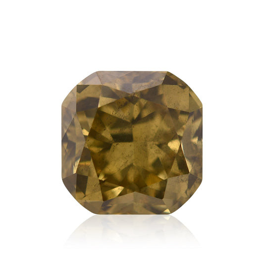 1,32 Karat Fancy Deep Brownish Greenish Yellow Cushion Diamond I1 GIA