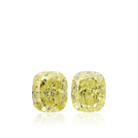 1,35 Karat Fancy Yellow Cushion Diamonds VS1