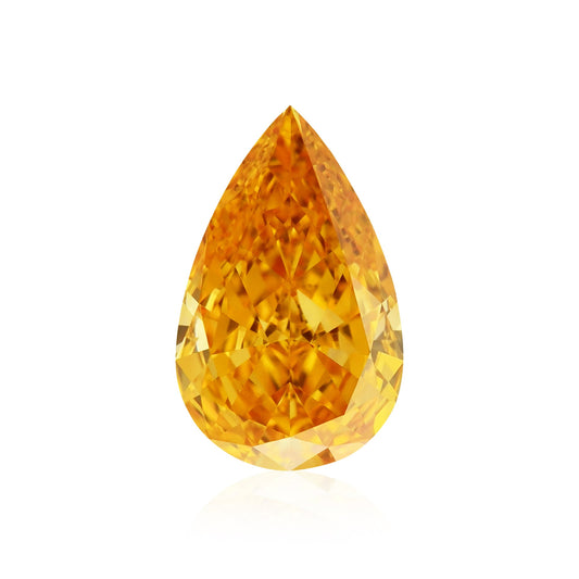 0.72 Carat Fancy Vivid Yellowish Orange Pear Diamond SI1 GIA