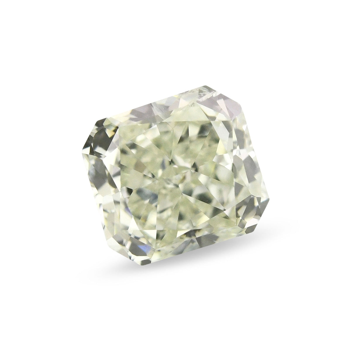 0,81 Karat Fancy Light Yellowish Green Radiant (I1) GIA